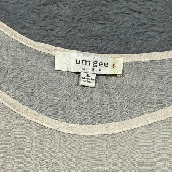 Umgee Boho Peasant Sheer‎ Tunic Top Women's XL Off White Cold Shoulder Bell Slv - Picture 5 of 11